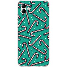 TechTree Samsung Galaxy A06 Uyumlu Yılbaşı Ruhu Baston Şeker ve Kar Taneli Baskılı Silikon Kılıf