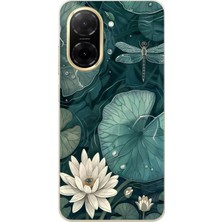 TechTree Redmi A5 Uyumlu Yeşil Yapraklı Nilüfer ve Yusufçuk Baskılı Silikon Kılıf