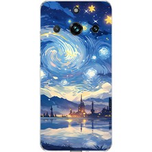 TechTree Realme 11 Pro-11 Pro Plus Uyumlu Yıldızlı Gökyüzü ve Şehir Silüeti Baskılı Silikon Kılıf