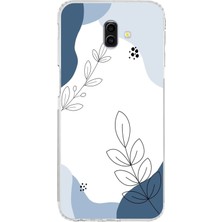 TechTree Samsung Galaxy J6 Plus Uyumlu Mavi Huzur Şekiller ve Botanik Çizgiler Baskılı Silikon Kılıf