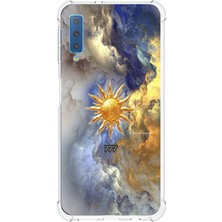 TechTree Samsung Galaxy A7 2018 Uyumlu 777 Güneş ve Bulut Tasarım Baskılı Silikon Kılıf