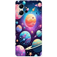 TechTree Redmi Note 12 4g Uyumlu Uzay, Gezegen ve Yıldız Desenli Baskılı Silikon Kılıf