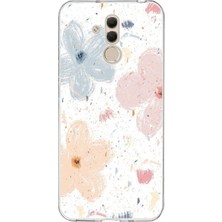 TechTree Huawei Mate 20 Lite Uyumlu Pastel Soyut Çiçek ve Leke Desenli Baskılı Silikon Kılıf