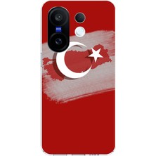 TechTree Vivo X200 Fe Uyumlu Türkiye Harita Detaylı Türk Bayrağı Baskılı Silikon Kılıf