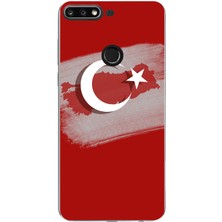 TechTree Huawei Y7 2018 - Honor 7c Uyumlu Türkiye Harita Detaylı Türk Bayrağı Baskılı Silikon Kılıf