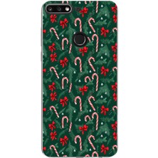 TechTree Huawei Y7 2018 - Honor 7c Uyumlu Yılbaşı Çam Ağacı ve Baston Şeker Baskılı Silikon Kılıf