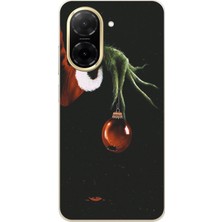 TechTree Redmi A5 Uyumlu Grinch Yeşil El ve Kırmızı Yılbaşı Topu Baskılı Silikon Kılıf