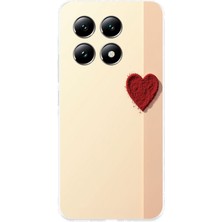 TechTree Xiaomi Mi 14T Pro Uyumlu Krem Zeminli Kırmızı Kalp Baskılı Silikon Kılıf