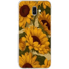 TechTree Samsung Galaxy J6 Plus Uyumlu Altın Sarısı Ayçiçeği Bahçesi Baskılı Silikon Kılıf