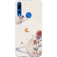TechTree Honor 9x Uyumlu Gezegen, Yıldız ve Gül Baskılı Silikon Kılıf