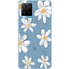 TechTree Vivo Y21S Uyumlu Mavi Papatya Bahçesi Baskılı Silikon Kılıf