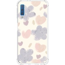TechTree Samsung Galaxy A7 2018 Uyumlu Pastel Boya Bahçesi Çiçek ve Kalp Baskılı Silikon Kılıf