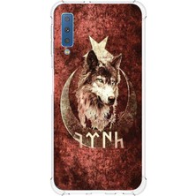 TechTree Samsung Galaxy A7 2018 Uyumlu Göktürk Yazılı ve Bozkurt Desenli Baskılı Silikon Kılıf