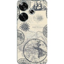 TechTree Poco F6 Uyumlu Vintage Dünya Haritası ve Pusula Baskılı Silikon Kılıf