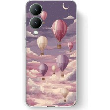 TechTree Vivo Y17S Uyumlu Mor Gökyüzü ve Uçan Balon Baskılı Silikon Kılıf