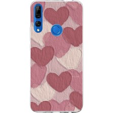 TechTree Honor 9x Uyumlu Pastel Gül Kurusu ve Pembe Kalpli Baskılı Silikon Kılıf