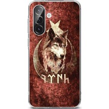 TechTree Samsung Galaxy A56 Uyumlu Göktürk Yazılı ve Bozkurt Desenli Baskılı Silikon Kılıf