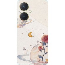 TechTree Vivo Y27 Uyumlu Gezegen, Yıldız ve Gül Baskılı Silikon Kılıf