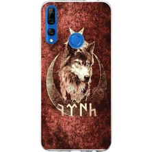 TechTree Huawei Y9 Prime (2019) Uyumlu Göktürk Yazılı ve Bozkurt Desenli Baskılı Silikon Kılıf