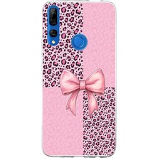 TechTree Honor 9x Uyumlu Pembe Leopar Desenli ve Kurdele Baskılı Silikon Kılıf