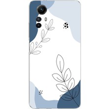 TechTree Redmi Note 12S Uyumlu Mavi Huzur Şekiller ve Botanik Çizgiler Baskılı Silikon Kılıf