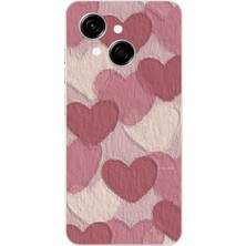 TechTree Tecno Spark Go 1 Uyumlu Pastel Gül Kurusu ve Pembe Kalpli Baskılı Silikon Kılıf