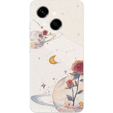 TechTree Tecno Spark Go 1 Uyumlu Gezegen, Yıldız ve Gül Baskılı Silikon Kılıf