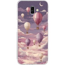 TechTree Samsung Galaxy J6 Plus Uyumlu Mor Gökyüzü ve Uçan Balon Baskılı Silikon Kılıf