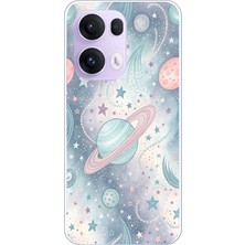 TechTree Oppo Reno 13 Pro Uyumlu Soft Renkli Gezegenler Baskılı Silikon Kılıf