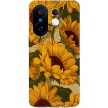 TechTree Vivo X200 Fe Uyumlu Altın Sarısı Ayçiçeği Bahçesi Baskılı Silikon Kılıf