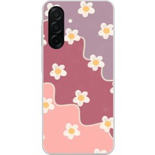 TechTree Samsung Galaxy A26 Uyumlu Gül Kurusu ve Lila Tonlu Dalgalı Papatya Baskılı Silikon Kılıf