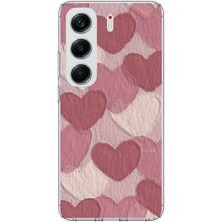 TechTree Tecno Camon 40 Pro Uyumlu Pastel Gül Kurusu ve Pembe Kalpli Baskılı Silikon Kılıf