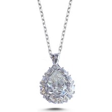Necati Gün Pear Taşlı Sky Diamond Gümüş Kolye