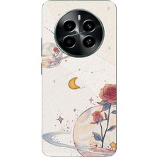 TechTree Realme 12 Pro-Pro Plus Uyumlu Gezegen, Yıldız ve Gül Baskılı Silikon Kılıf
