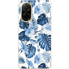 TechTree Redmi A5 Uyumlu Mavi Yaprak ve Çiçek Desenli Baskılı Silikon Kılıf
