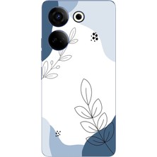 TechTree Tecno Camon 20-20 Pro Uyumlu Mavi Huzur Şekiller ve Botanik Çizgiler Baskılı Silikon Kılıf