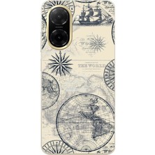 TechTree Redmi A5 Uyumlu Vintage Dünya Haritası ve Pusula Baskılı Silikon Kılıf