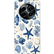 TechTree Realme 12 Pro-Pro Plus Uyumlu Mavi Deniz Kabuğu ve Yıldız Desenli Baskılı Silikon Kılıf