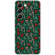 TechTree Vivo V30 Lite Uyumlu Yılbaşı Çam Ağacı ve Baston Şeker Baskılı Silikon Kılıf