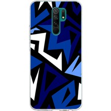 TechTree Redmi 9 Uyumlu Modern Mavi Geometrik Mozaik Baskılı Silikon Kılıf