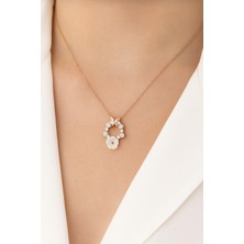 Çekirdek Jewelry 925 Ayar Gümüş Manolya Çiçekli Kelebek Kolye