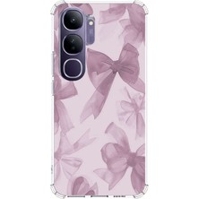 TechTree Vivo V40 Lite Uyumlu Menekşe Tonlu Fiyonk Baskılı Silikon Kılıf
