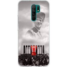 TechTree Redmi 9 Uyumlu Bulutların Üzerindeki Lider Kalpaklı Atatürk Baskılı Silikon Kılıf