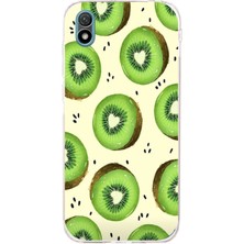 TechTree Huawei Y5 2019 - Honor 8s Uyumlu Yeşil Kivi Dilimleri ve Kalp Çekirdek Baskılı Silikon Kılıf