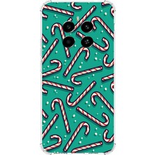 TechTree Realme 12 4g-12 Plus Uyumlu Yılbaşı Ruhu Baston Şeker ve Kar Taneli Baskılı Silikon Kılıf