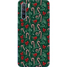 TechTree Oppo Reno 3-A91 Uyumlu Yılbaşı Çam Ağacı ve Baston Şeker Baskılı Silikon Kılıf