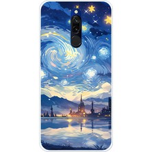 TechTree Redmi 8 Uyumlu Yıldızlı Gökyüzü ve Şehir Silüeti Baskılı Silikon Kılıf