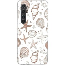 TechTree Mi Note 10 Lite Uyumlu Kahverengi Deniz Yıldızı ve Kabuklu Baskılı Silikon Kılıf