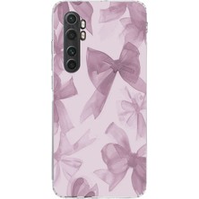 TechTree Mi Note 10 Lite Uyumlu Menekşe Tonlu Fiyonk Baskılı Silikon Kılıf