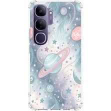 TechTree Vivo V40 Lite Uyumlu Soft Renkli Gezegenler Baskılı Silikon Kılıf